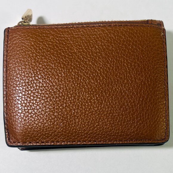 Michael Kors Wallet MK Logo Tan Pebbled Leather Wallet MK Logo Snap Zip Closure - Picture 2 of 10